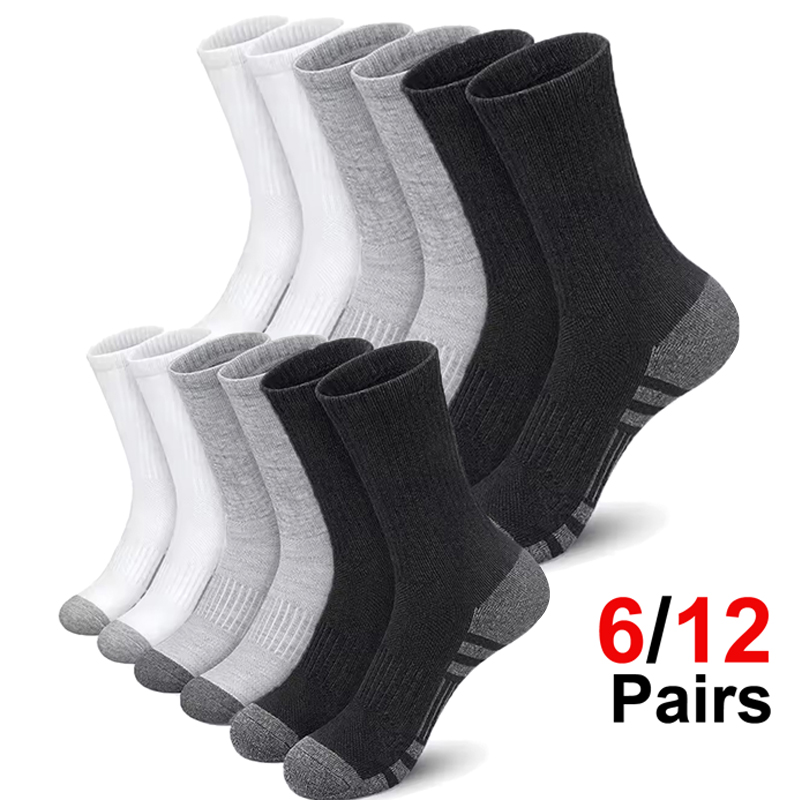 Cotton Crew Sock Pack - Herensokken, 6 paar, hoogwaardige sportkousen, zacht,