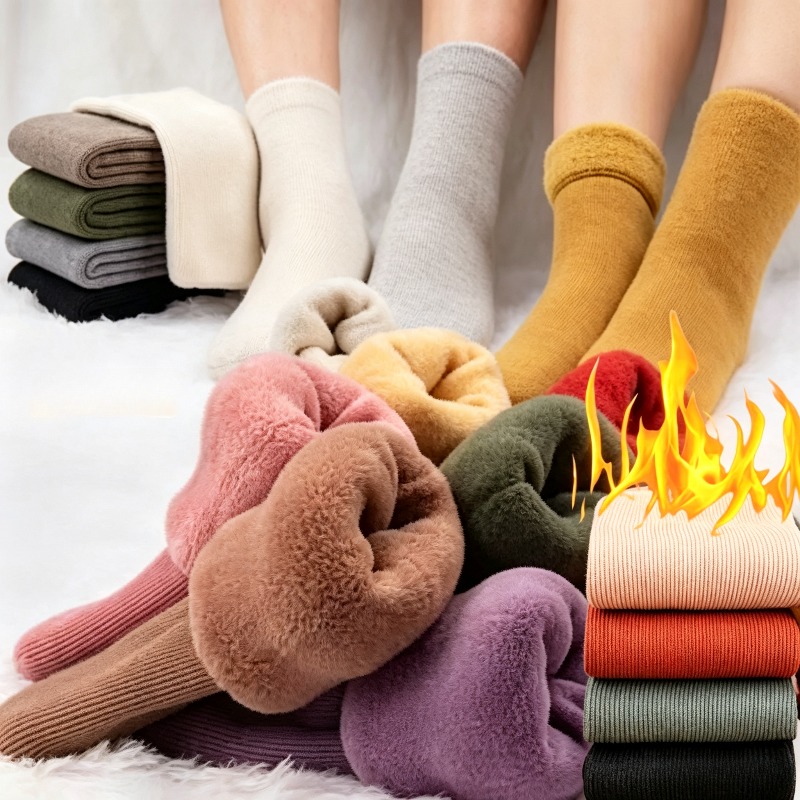 Boot Sock Slouchy - 1-4Pairs Warme Fleece Gevoerde Mid Kalf