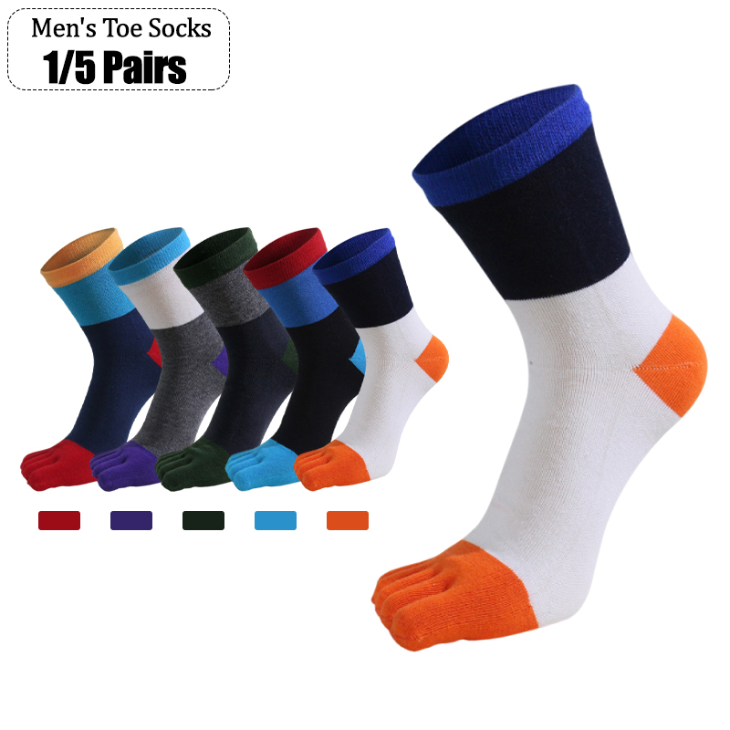 Toe Sock Split - 1/5 Paar Heren Vijfteenvingersokken Multicolor Patchwork