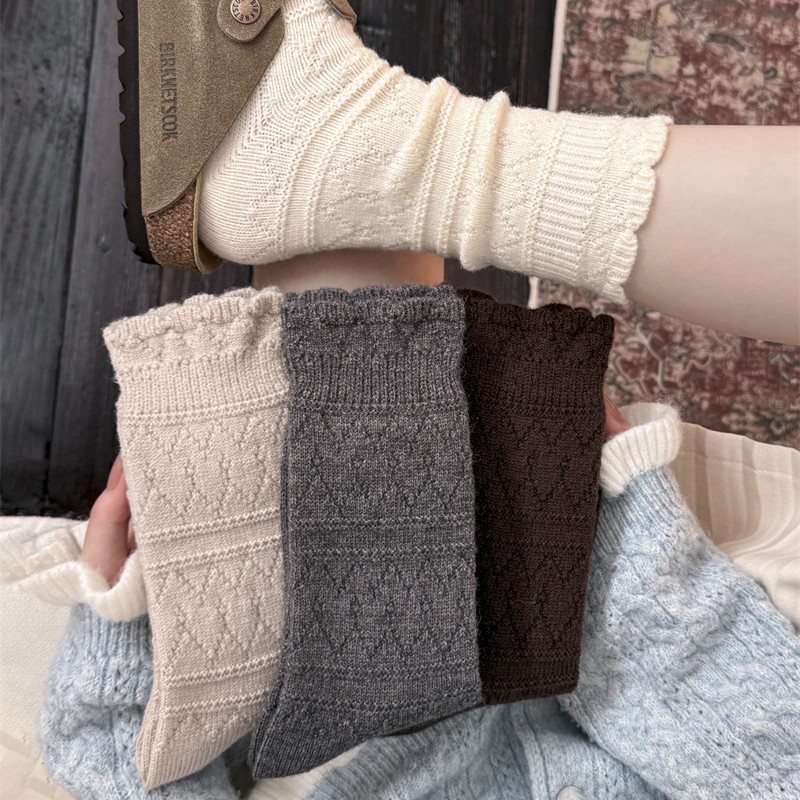 Boot Sock Slouchy - 1 paar melkachtig witte kanten sokken