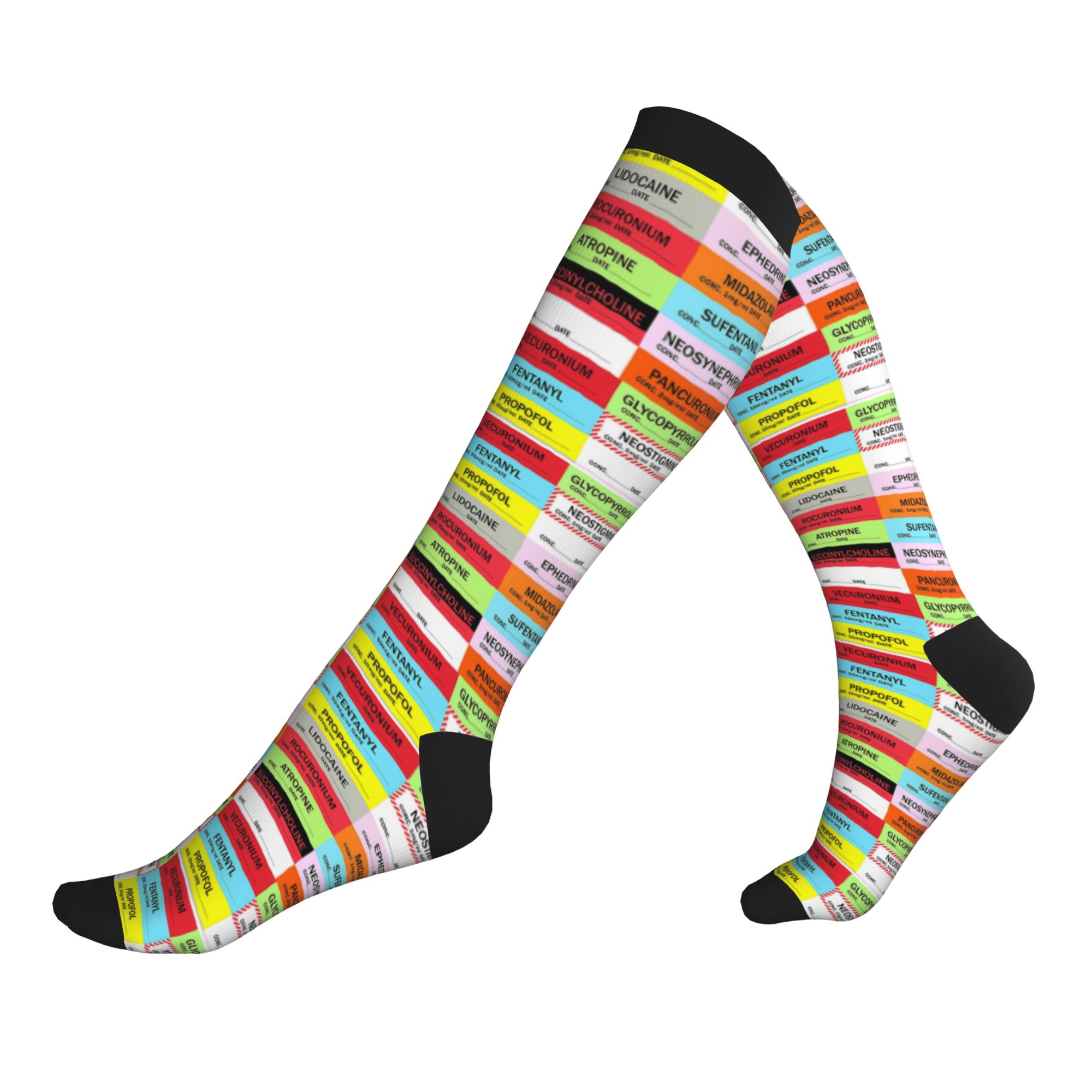 Compression Sock Medical - Nieuwigheid bedrukte anesthesie medicijnlabels sokken stretch