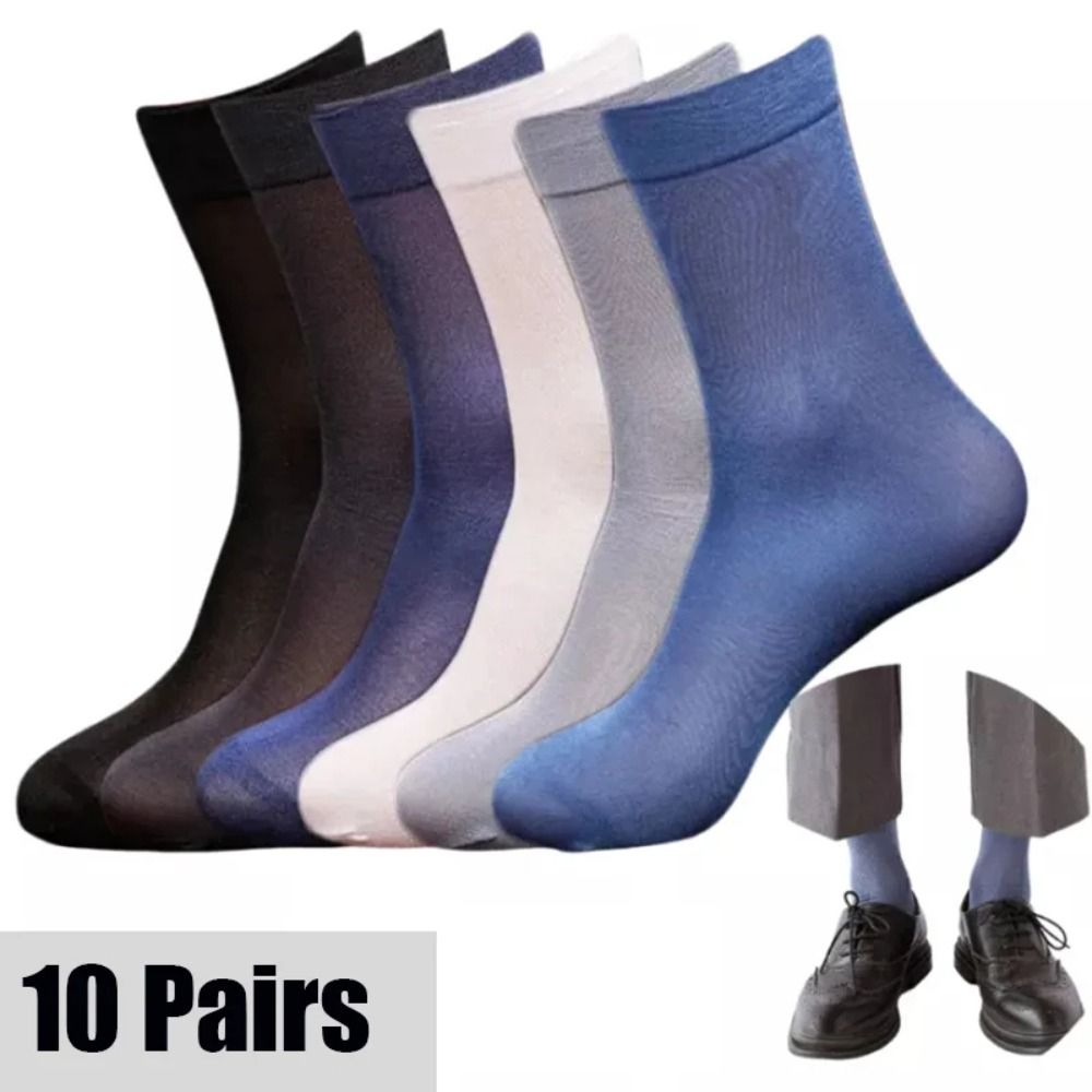 Silk Sock Bamboo - 10 paar mode ademende heren ijszijde