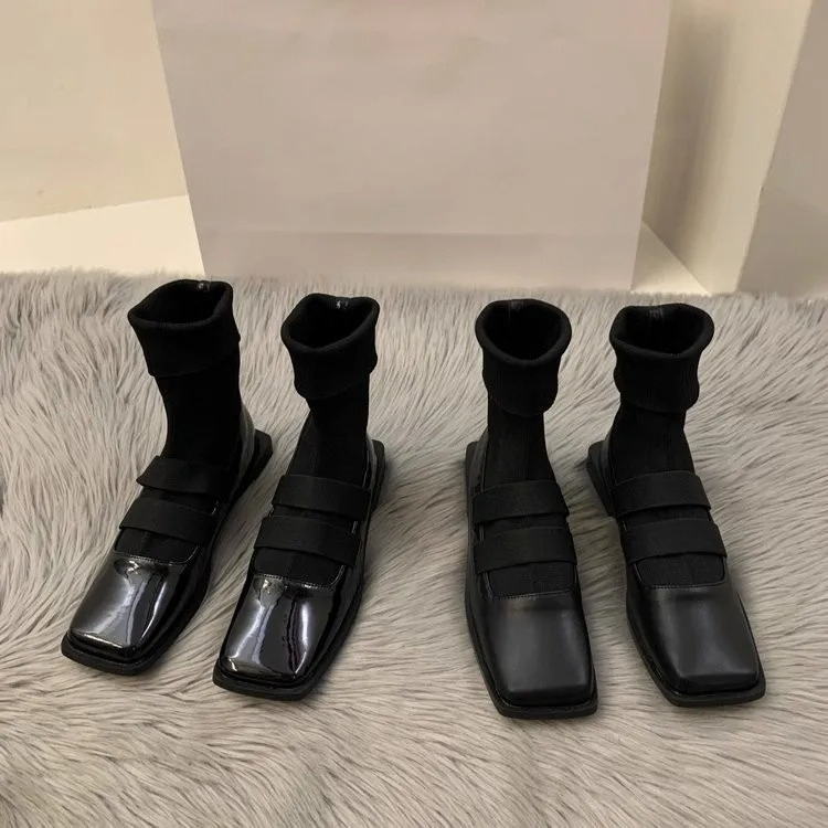 No Show Sock Women - Britse stijl vierkante gebreide sokken laarzen