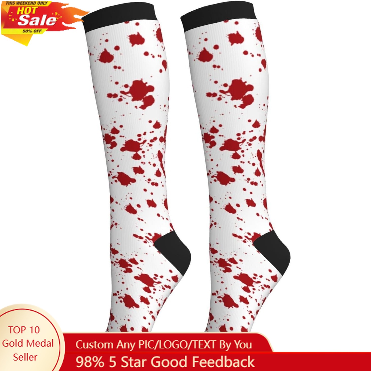 Knee High Sock Women - Compressiesokken Kuit Kniehoge Ondersteuning Sokken Nieuwigheid