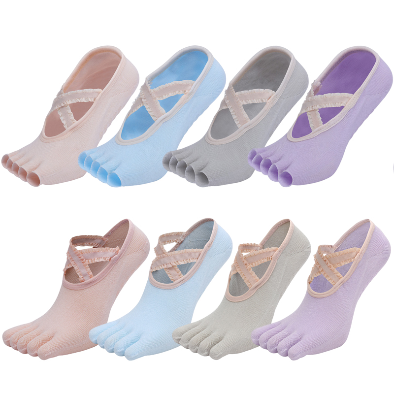 Grip Sock Yoga - Vijf Vinger Yoga Sokken Kant Cross