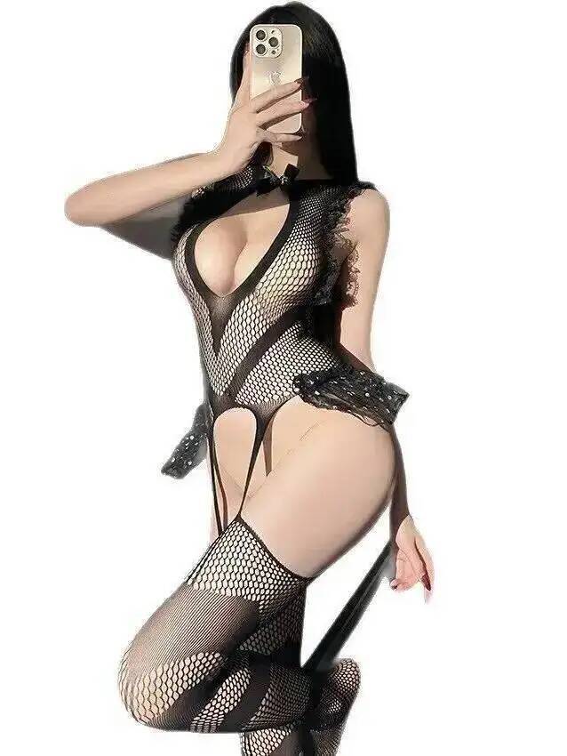Sexy Kanten Trim Visnet Bodyst - Fishnet Stocking Women recensie en prijs