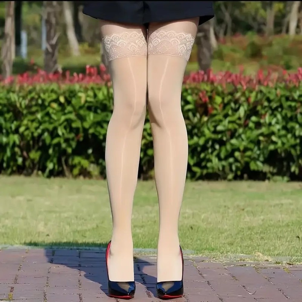 Glanzende, doorschijnende kous - Thigh High Sock Stay Up recensie en prijs