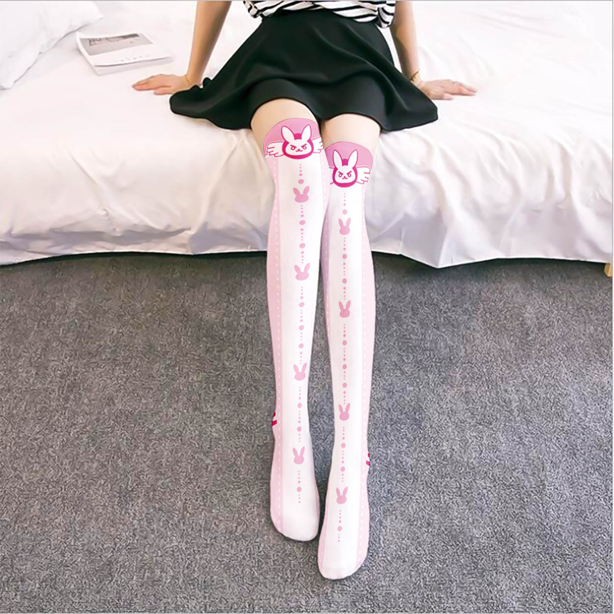 Game OW D.Va Cartoon Gedrukte  - Silk Sock Bamboo recensie en prijs