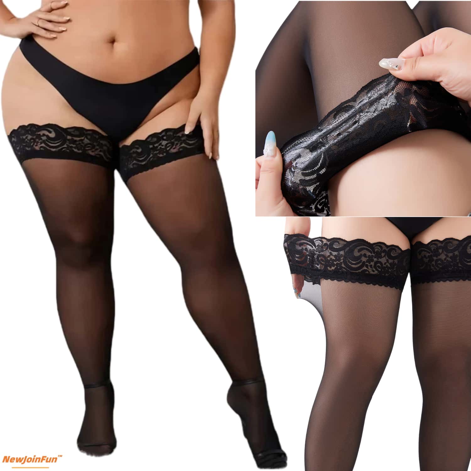 5 paar Plus Size kanten kousen - Thigh High Sock Stay Up recensie en prijs
