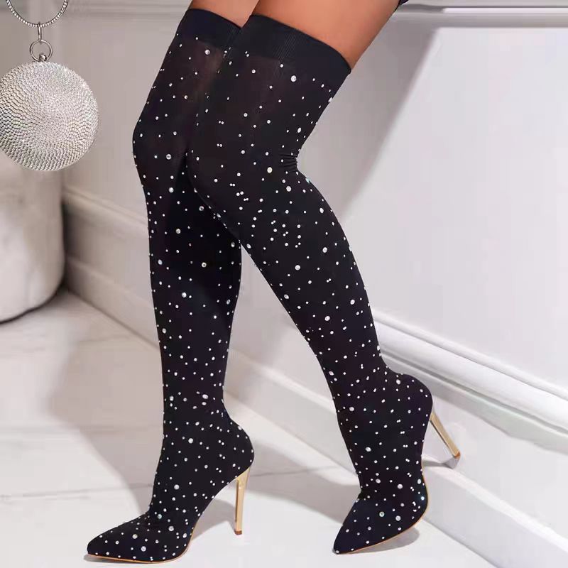 Strass Slanke Been Stretch Sok - Knee High Sock Women recensie en prijs
