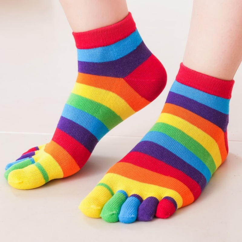 Damessokken Regenbooggestreept - Toe Sock Split recensie en prijs