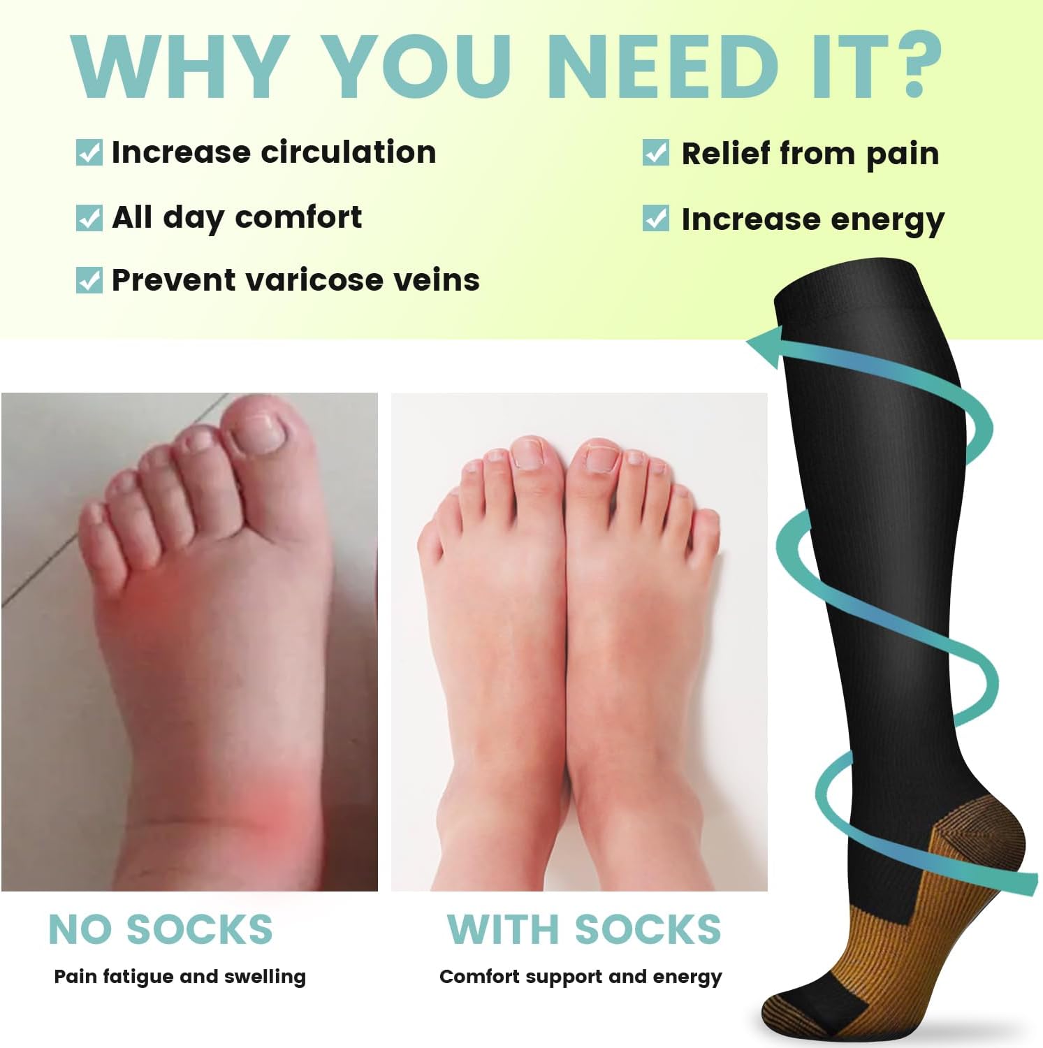 6-paar effen kleur koperen com - Compression Sock Medical recensie en prijs