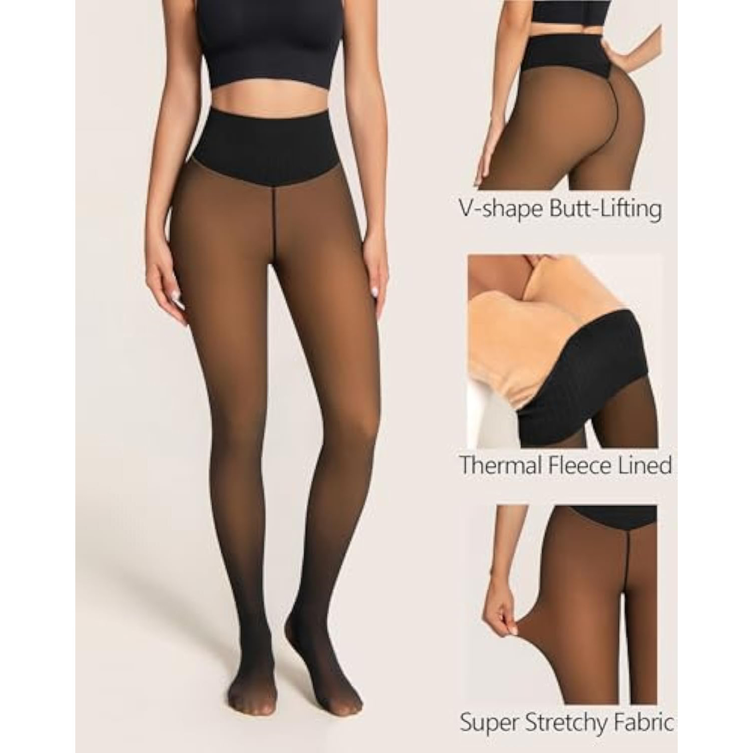 Dames fleece gevoerde zwarte p - Tights Pantyhose Sheer recensie en prijs