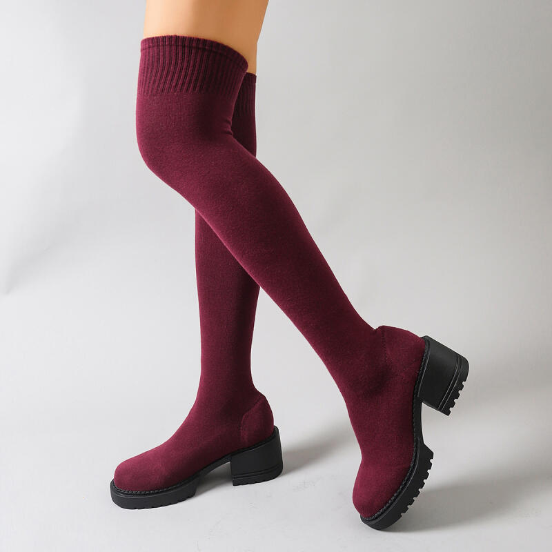 Chunky Platform Over De Knie L - Knee High Sock Women recensie en prijs