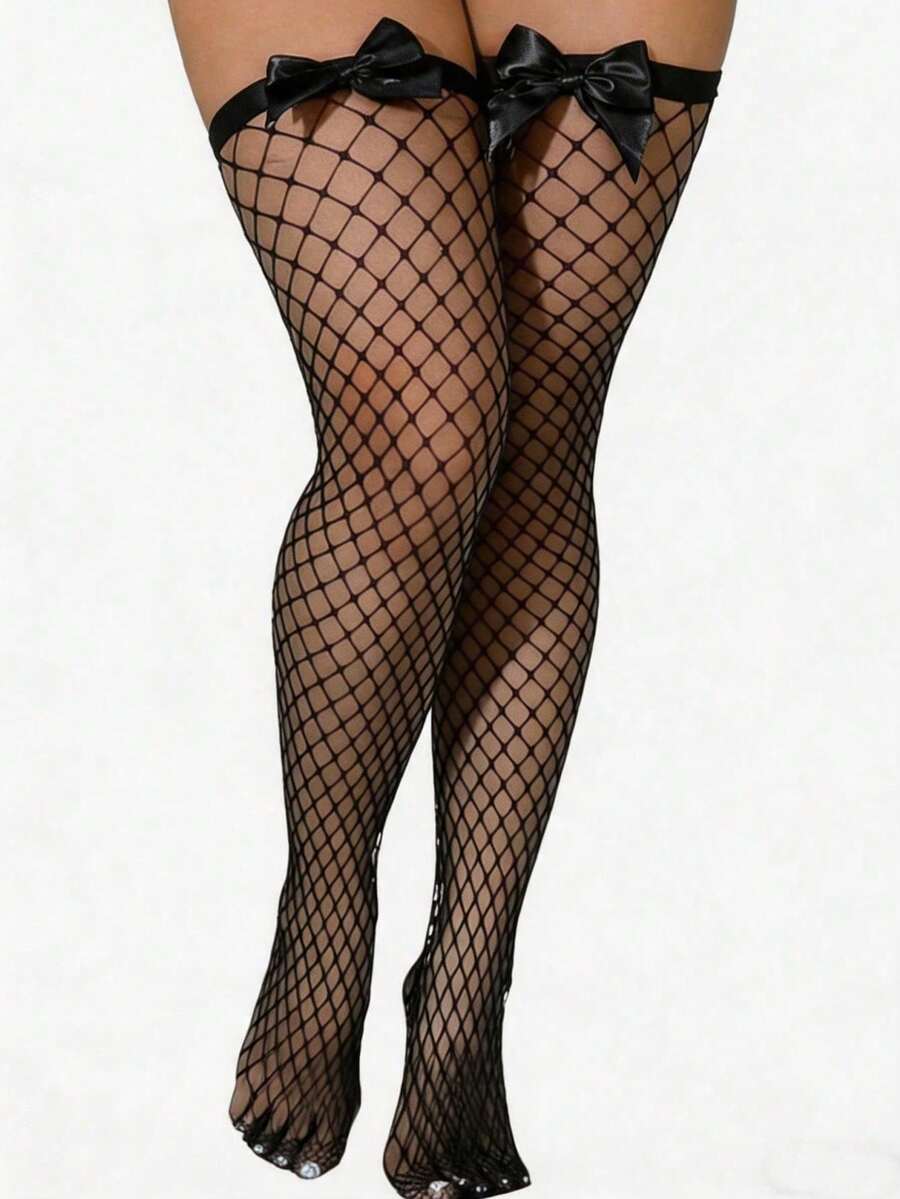 Kousen met strikdecoratie, fis - Fishnet Stocking Women recensie en prijs